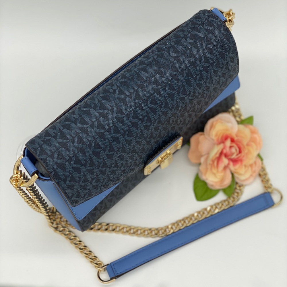 MICHAEL KORS KINSLEY MD SHOULDER FLAP FRCH BLUE MT - Picture 11 of 16